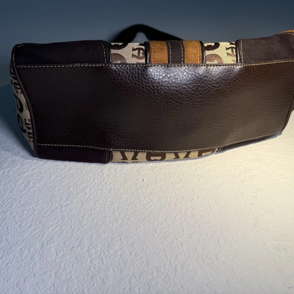 Etienne Aigner VTG‎ Brown Canvas Leather Signature Logo Satchel Handbag Purse